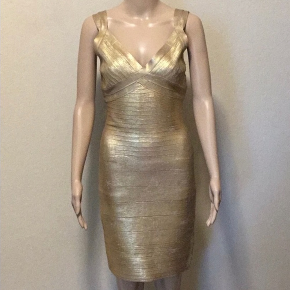 Kardashian Kollection gold dress